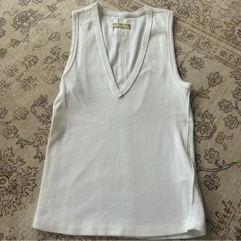 We The Free White V-Neck Tank Top